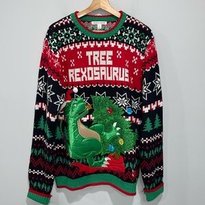 Ugly Christmas sweater size XL men’s dinosaur theme Celebrate Together